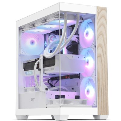darkFlash DS900 WOOD 白 顯卡長42.5/U高17/全景玻璃透側/ARGB風扇*4/含顯卡支架/ATX