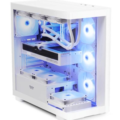 darkFlash DS900G 白 全景玻璃機殼 (Type-C/曲面玻璃/內附顯卡支架/ARGB風扇*4/顯卡425mm/塔散170mm/ATX)