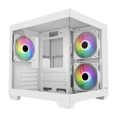 全漢 S140 白 全景玻璃機殼 M-ATX/內建風扇側2後1/ARGB風扇/無A柱/顯卡325mm/塔散155mm