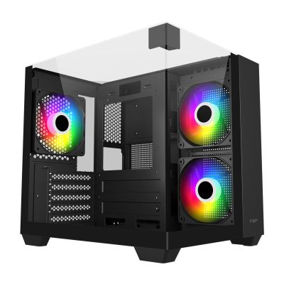 全漢 S190 黑 無敵海景+天窗機殼/M-ATX/分艙/內附ARGB風扇3個/顯卡325mm/塔扇155mm