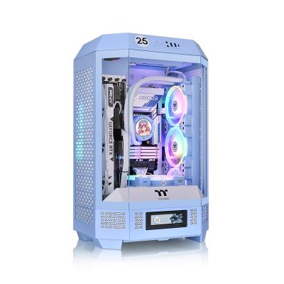 曜越 The Tower 300 繡球花藍 顯卡長40/U高21/全景玻璃/八角柱造型/支援背插/M-ATX