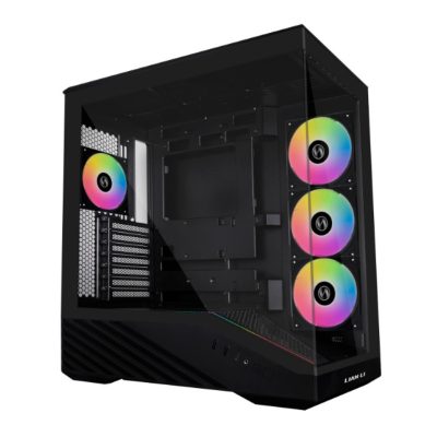 聯力 Vector V100R 黑 顯卡長41.5/U高18/全景玻璃/內建燈條,顯卡支架/支援背插/ATX