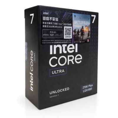 Intel Core Ultra 7 270K Plus【24核/24緒】3.7G(↑5.5G)/30M/Xe內顯【代理盒裝】