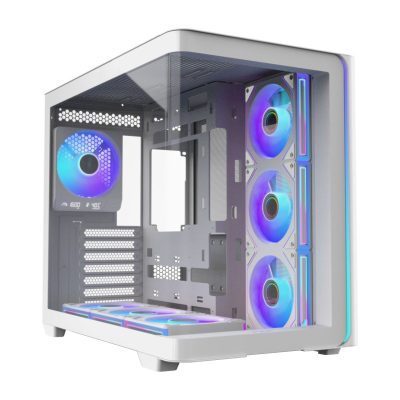 全漢 M580 PRO-WA(白) 顯卡44.5/U高16/全景曲面玻璃/數顯後風扇/背插/分艙設計/ATX