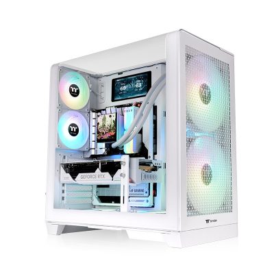 曜越 View390 Air 白 曲面玻璃天井機殼 (ATX/Type-C/內建風扇後2/曲面玻璃/磁吸濾網/顯卡42cm/CPU高16cm)