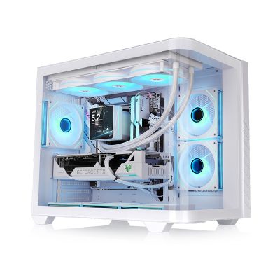 曜越 Vision 330 CR ARGB 白 全景玻璃機殼 (ATX/Type-C/內建風扇側2下3後1/支援背插主板/曲面環景玻璃/磁吸濾網/顯卡42cm/CPU高17.5cm)