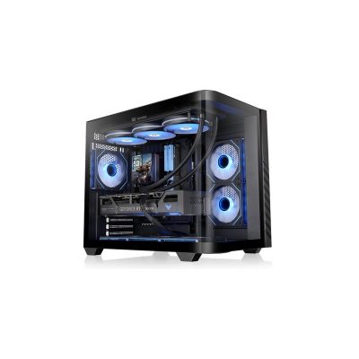 曜越 Vision 330 CR ARGB 黑 全景玻璃機殼 (ATX/Type-C/內建風扇側2下3後1/支援背插主板/曲面環景玻璃/磁吸濾網/顯卡42cm/CPU高17.5cm)