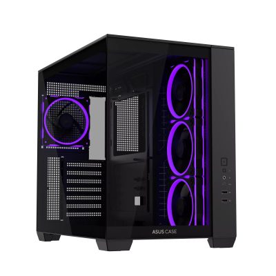 華碩 A32 PLUS 黑色 全景玻璃機殼 顯卡長42/CPU高16.5/Type-C/內建風扇側3後1/雙艙式設計/ATX