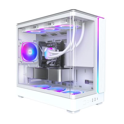 君主 MONTECH KING 15 PRO 白 全景玻璃透側機殼 (M-ATX/Type-C/內建風扇下3後1/曲面玻璃透側/ARGB燈條/斜角風扇設計/顯卡435mm/塔扇187mm)
