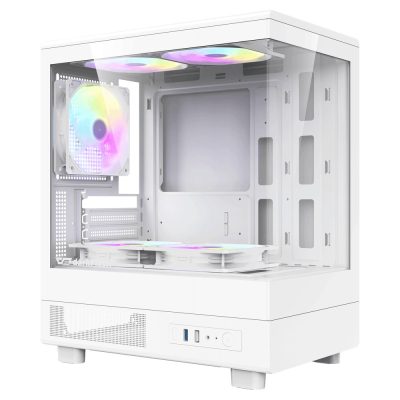 darkFlash MOTI mini 鏡之小島 白 顯卡長30.5/U高18/定光RGB扇*5/全景玻璃透側/M-ATX