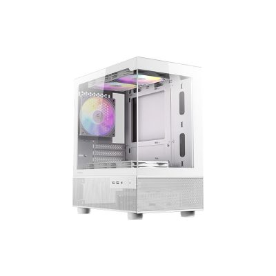 安鈦克 Antec CX200M RGB ELITE 白 全景玻璃機殼 (M-ATX/內建風扇上2下2後1/無A柱/垂直風道/顯卡330mm/塔散164mm)