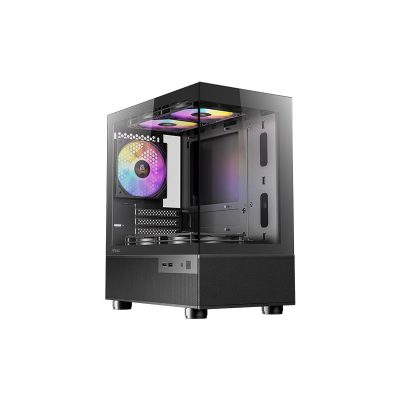 安鈦克 Antec CX200M RGB ELITE 黑 全景玻璃機殼 (M-ATX/內建風扇上2下2後1/無A柱/垂直風道/顯卡330mm/塔散164mm)