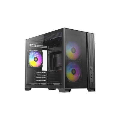 安鈦克 Antec FLUX M 玻璃透側機殼 (M-ATX/Type-C/內建風扇前2底3後1/內建顯卡支架/顯卡405mm/塔散175mm)