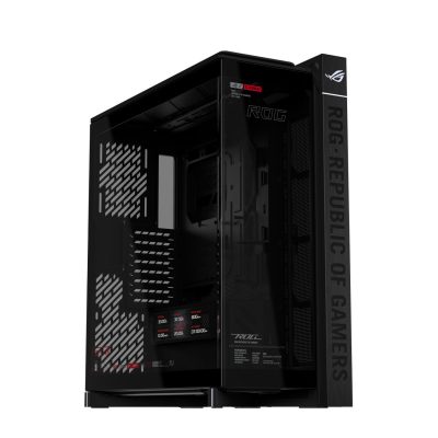 華碩 ROG Cronox GR801 幻世神  配備9.2吋LCD副螢幕/Type-C/支援14顆12mm風扇/內附顯卡支撐架/顯卡長40cm/CPU高18cm/玻璃透側/E-ATX